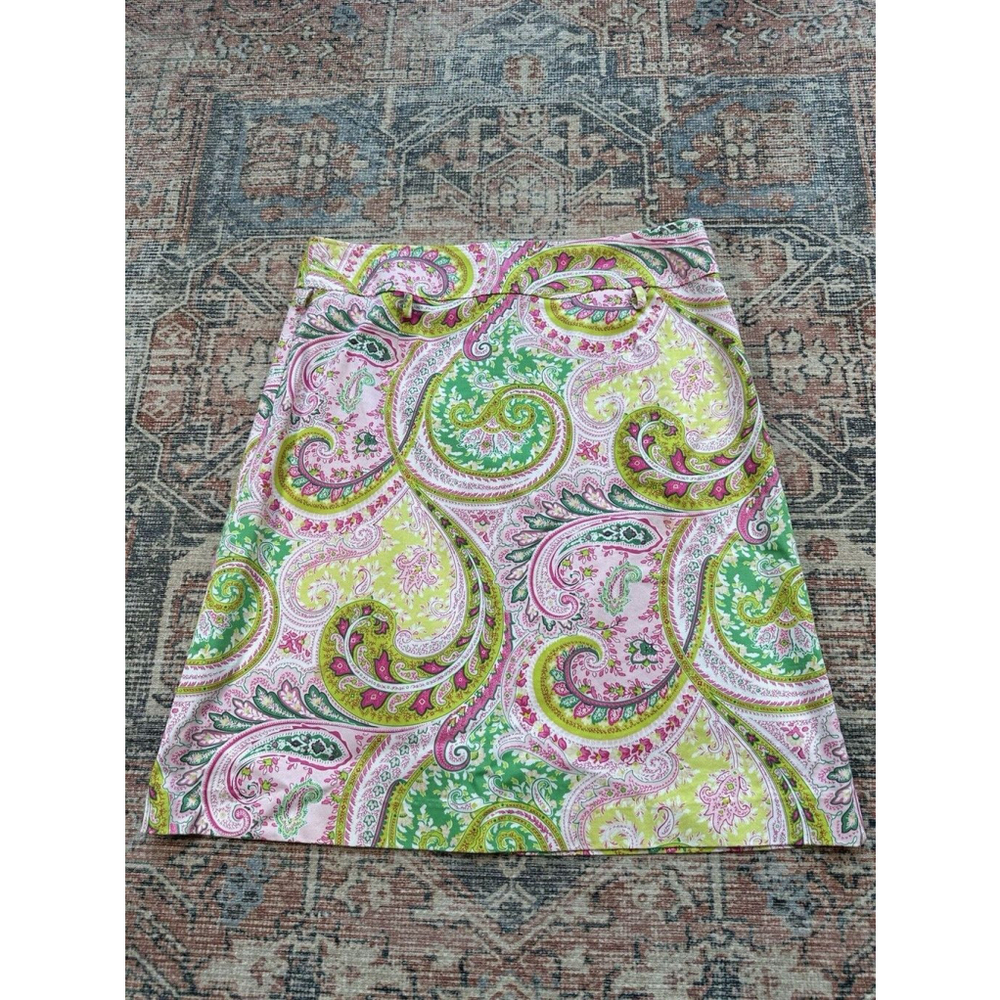 3 Sisters VTG Pink And Green Paisley Pencil Skirt/Size 8
